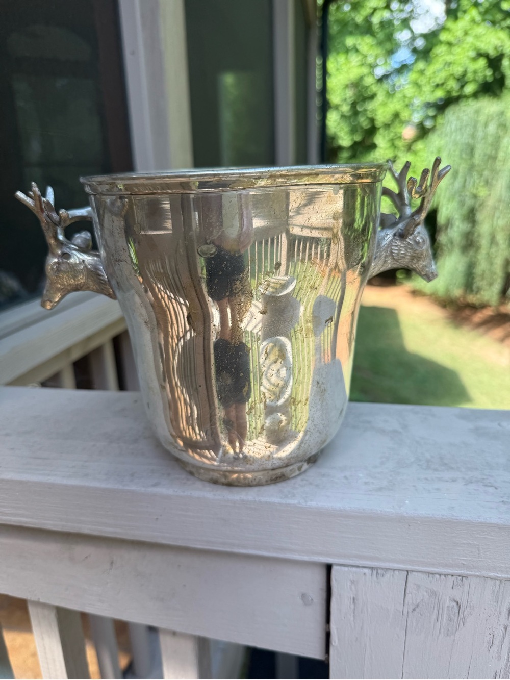 Vintage silverplate deer ice bucket